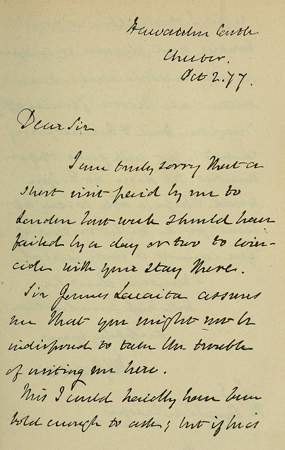 Autografo riprodotto fotograficamente: lettera di Gladstone a Crispi.