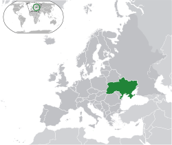 Location of  Ukraine  (green)in Europe  (dark grey)  —  [Legend]