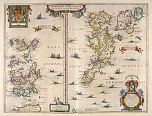 An old map of two island groups with the 