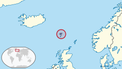 Location of the Faroe Islands in Northern Europe.