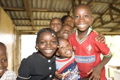 Group of laughing children, Nigeria