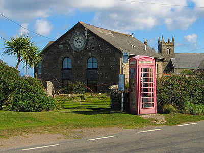 A traditional phone box.