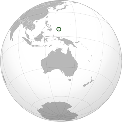 Location of Palau (circled) in the western Pacific Ocean.