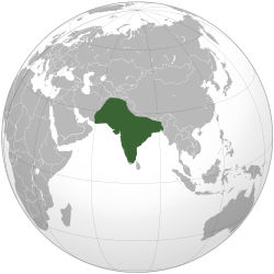 Orthographic projection map of the Mughal Empire