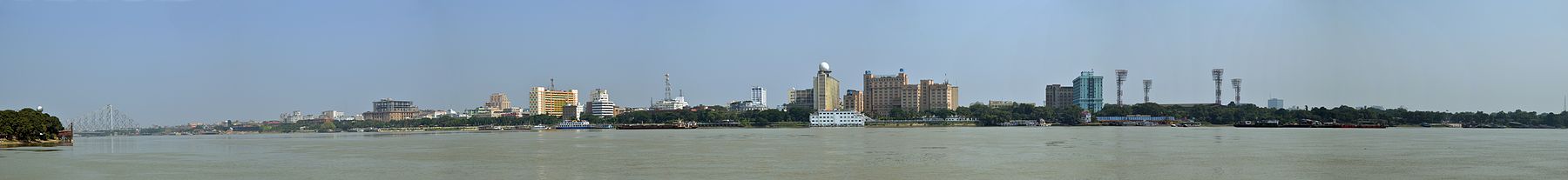 Panorama of city with river Hooghly.
