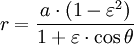 r = \frac{ a\cdot(1-\varepsilon^{2})}{1 + \varepsilon\cdot\cos\theta} 