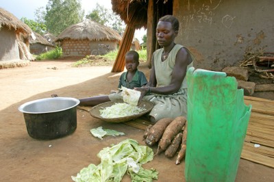 Preparing food in Uganda