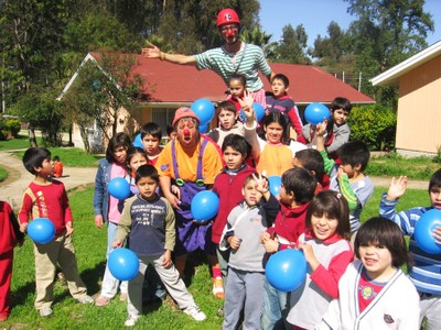 Children and clown from Quilpue, Chile