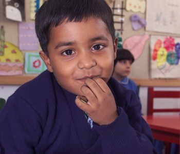 Boy at school in Rawalpindi