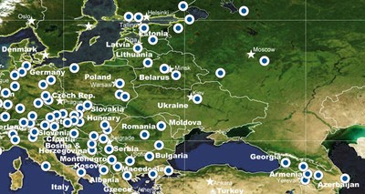 Map of SOS locations in eastern Europe