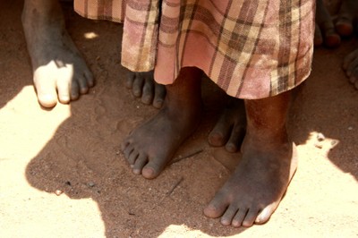 Feet of children in Africa