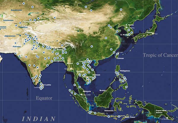 Map of SOS locations in Asia