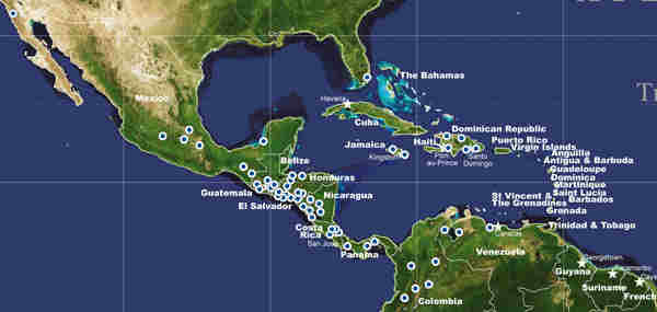 Map of SOS locations in Central America