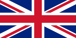 La bandera de unión: una cruz roja sobre aspas rojas y blancas combinadas, todas con bordes blancos, sobre un fondo azul oscuro.