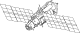 Un diagrama de línea de un módulo de estación espacial Kvant 2, que consiste en una forma escalonada cilíndrica. Dos grandes paneles solares proyectan desde el centro del módulo en la parte más ancha, y una cámara de aire en forma de cono se ve en el extremo distal de la sección más angosta. Varias piezas esféricas de equipos y antenas proyecto desde el módulo.