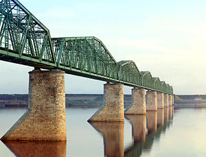 Puente sobre el río Kama, cerca de Perm en 1912