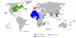 Mapa mundial del imperio colonial francés