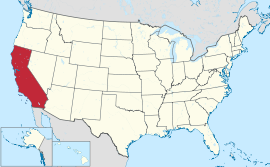 Mapa de los Estados Unidos con California destacó