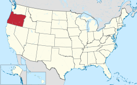 Mapa de los Estados Unidos con Oregon destacó