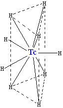 Fórmula esqueletal de hidruro de tecnecio describe en el texto.