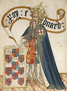Dibujo medieval de Eduardo III con la Orden de la Jarretera.