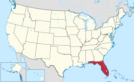 Mapa de los Estados Unidos con la Florida destacó