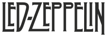 El nombre de Led Zeppelin en las capitales irregulares en blanco y negro