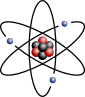 Una representación estilizada de un átomo de litio.