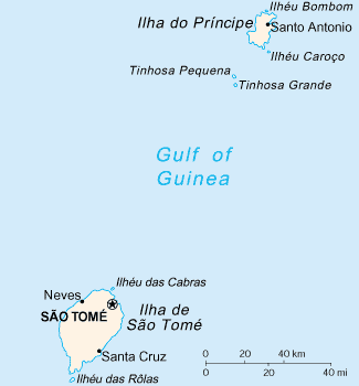 Mapa de Santo Tomé y Príncipe.