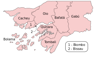 Mapa de las regiones de Guinea-Bissau