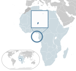 Localización de Santo Tomé y Príncipe (azul oscuro) - en África (azul y oscuro gris claro) - en la Unión Africana (azul claro)