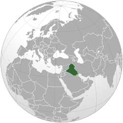 Localización de Iraq (verde oscuro) en la Liga Árabe (verde) - [Leyenda]