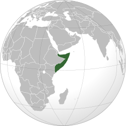 Ubicación de Somalia (verde oscuro) en la Liga Árabe (verde) - [Leyenda]