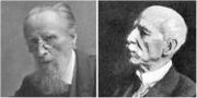 deux hommes victoriennes âgées plans en buste, le premier est barbu; l'autre est rasé de près et chauve