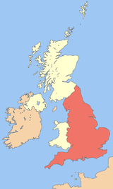 Localisation de l'Angleterre au Royaume-Uni.