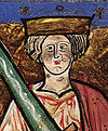 Image de Æthelred II avec une épée surdimensionnée du manuscrit enluminé