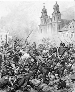 Combats à Krakowskie Przedmiescie, par Juliusz Kossak