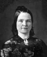 Photo en noir et blanc des épaules de Mary Todd Lincoln et la tête