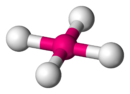 Modèle squelettique d'une molécule plane avec un atome central de manière symétrique lié à quatre atomes de fluor) (périphériques.
