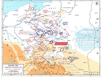 Une carte de la Pologne montrant l'invasion allemande de l'est l'Allemagne, la Prusse orientale et la Tchécoslovaquie occupée par les Allemands en Septembre 1939