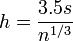 h = \ frac {3,5} s {n ^ {1/3}}