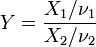 Y = \ frac {X_1 / \ nu_1} {X_2 / \ nu_2}