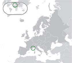 Lieu de Monaco (vert) en Europe (gris foncé) - [Légende]