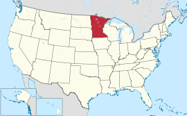 Carte des Etats-Unis avec le Minnesota souligné