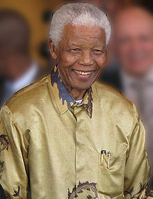 Nelson Mandela pour son 90ème anniversaire à Johannesburg, Afrique du Sud, en mai 2008.