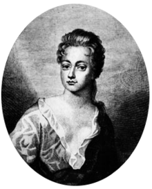 Comely anglais 18e actrice siècle, avec les cheveux courts ondulés et des yeux aux paupières lourdes, sa robe montrant beaucoup décolleté.