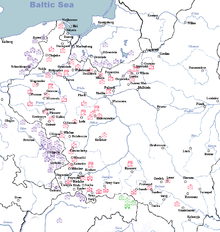 Carte montrant le déploiement de divisions allemandes, polonaises, slovaques et le 1er Septembre 1939, immédiatement avant l'invasion allemande.