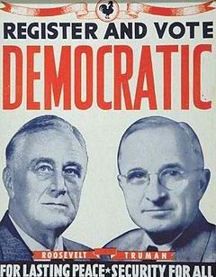 affiche électorale de 1944 avec Roosevelt et Truman