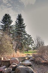 Hawrelak Park, dans la vallée de la rivière Saskatchewan Nord prise à partir d'un flux-lit.