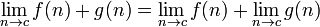 \ N \ {lim_ à c} f (n) + g (n) = \ {n \ lim_ à c} f (n) + \ {n \ lim_ à c} g (n)